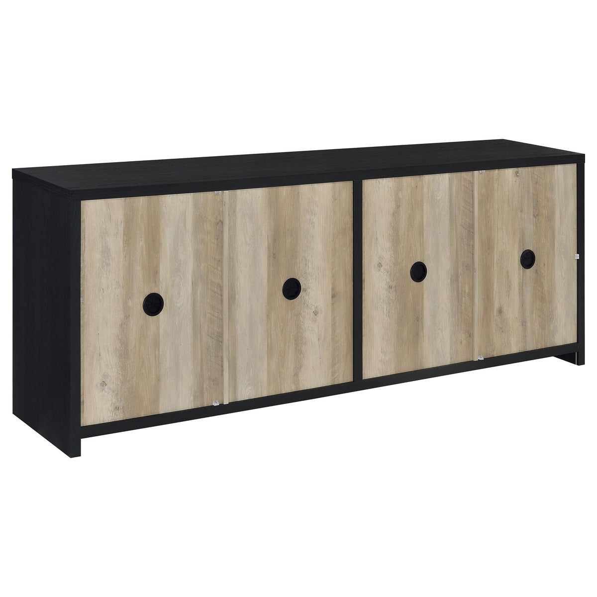 Denison 79-inch 4-door TV Stand Media Console Black by Unique Piece Furniture