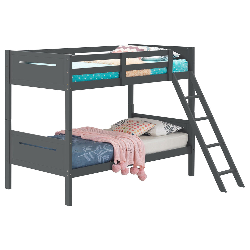 Littleton Wood Twin Over Twin Bunk Bed Grey by Unique Piece Furniture