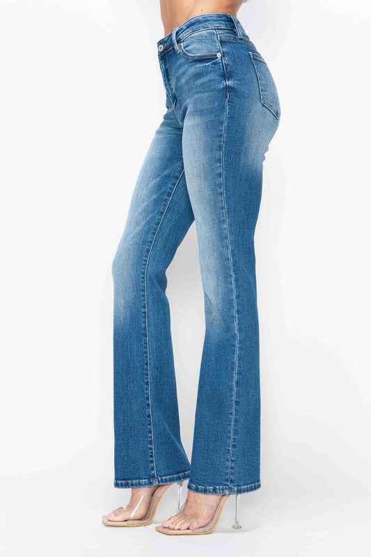 bytos Full Size Distressed High Rise Jeans with Pockets by Wild and Free Boutique