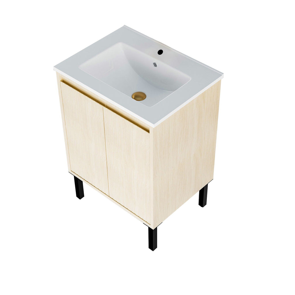Bathroom Vanity With Ceramic Sink, Floor-Standing Design, Soft-Closing Drawers by Unique Piece Furniture