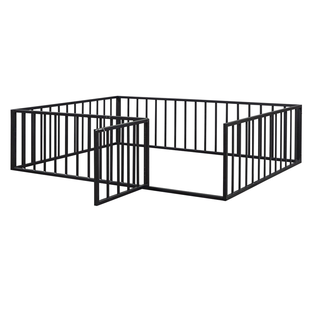 Metal Floor Bed Frame With Fence And Door by Unique Piece Furniture