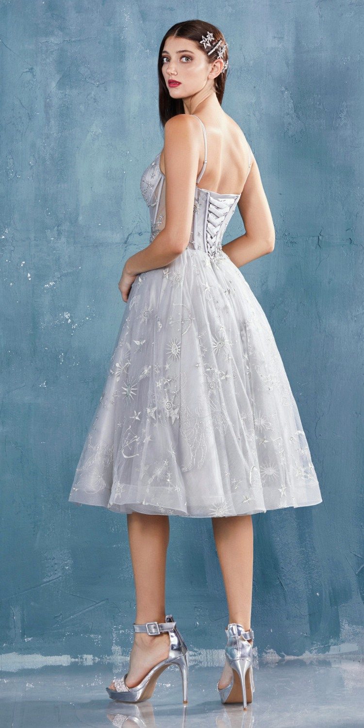 Andrea & Leo A0823 Illusion Bodice Short Prom Dress with Corset Back by DiscountDressShop