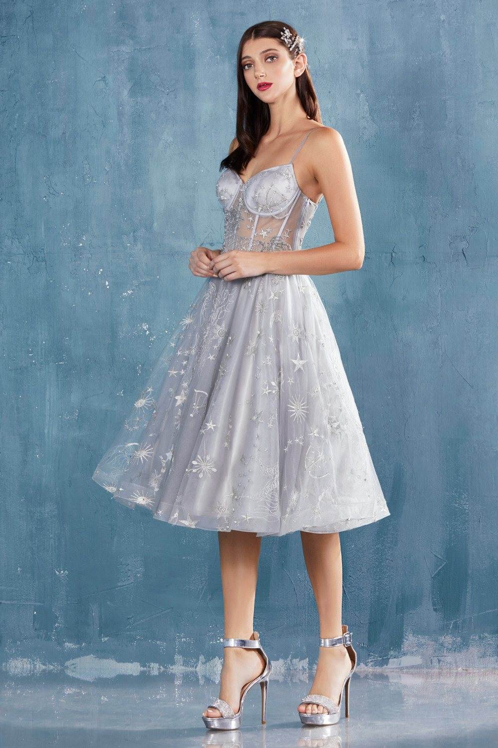 Andrea & Leo A0823 Illusion Bodice Short Prom Dress with Corset Back by DiscountDressShop