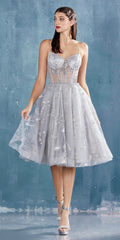Andrea & Leo A0823 Illusion Bodice Short Prom Dress with Corset Back by DiscountDressShop