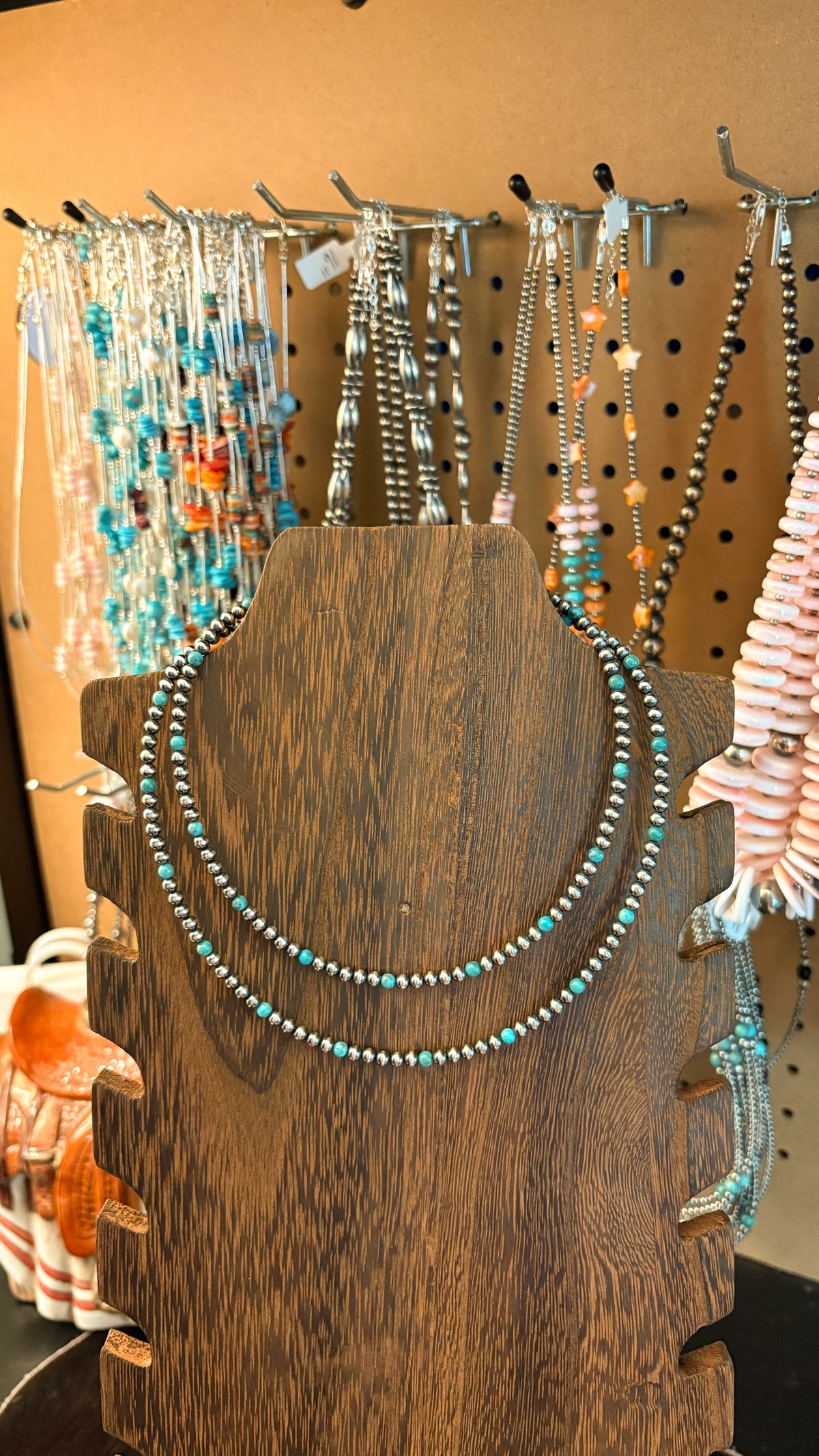 4MM TURQUOISE & STERLING SILVER PEARL NECKLACE by The Sterling Spur