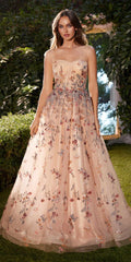 Andrea & Leo A1289 Long One Shoulder Floral Embroidered A-Line Gown by DiscountDressShop