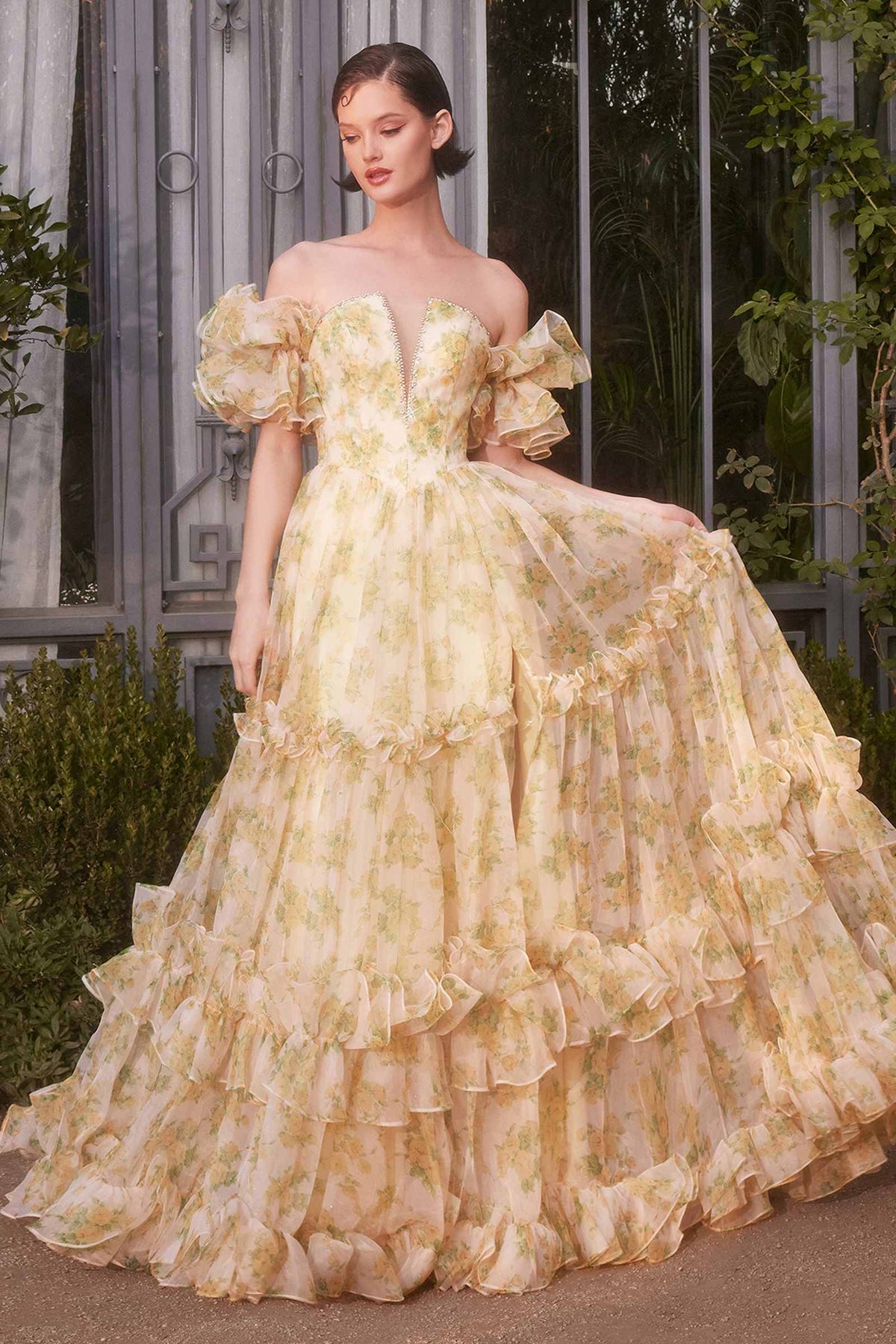 Andrea & Leo A1430 Dress Strapless Floral Printed Ball Gown by DiscountDressShop