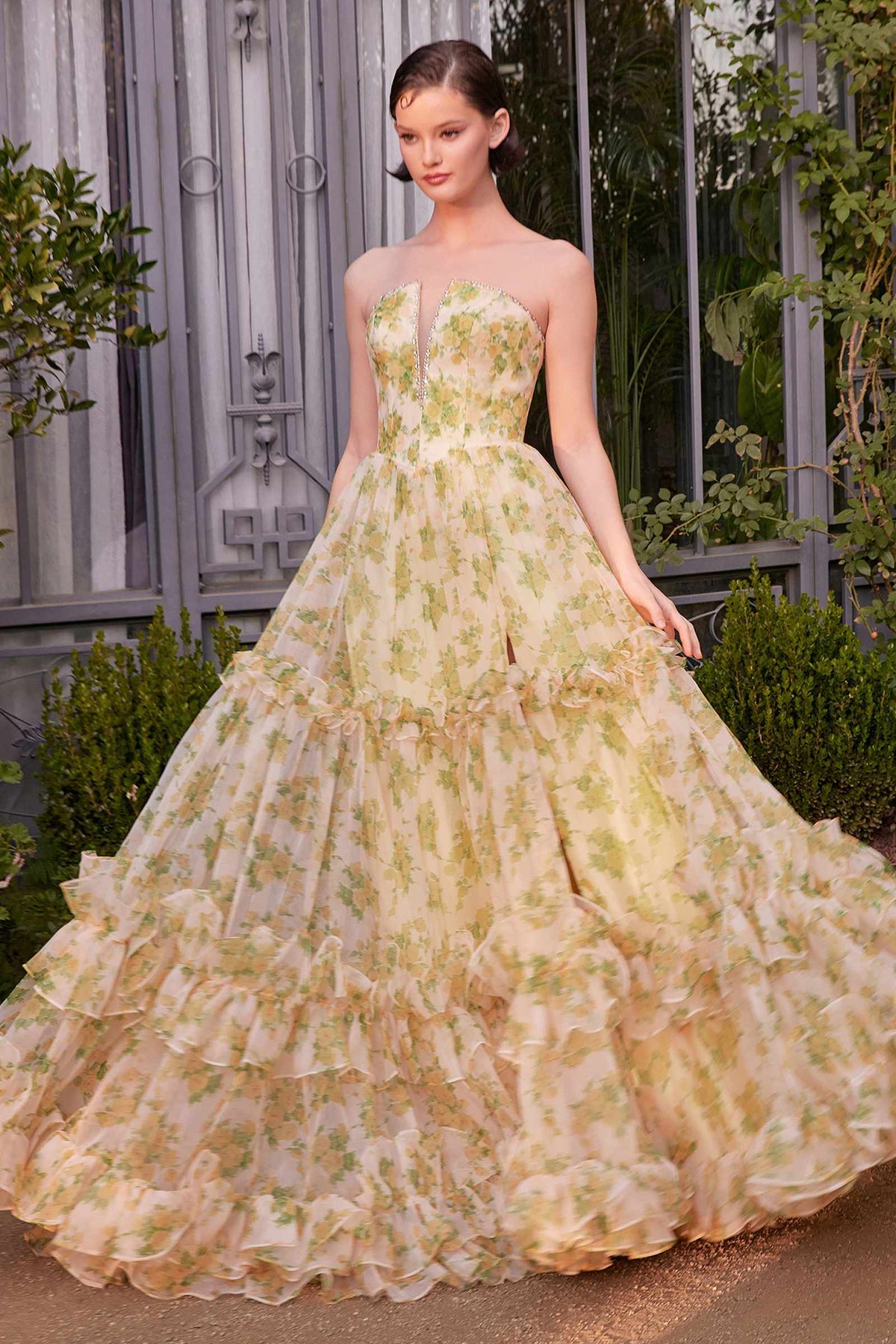 Andrea & Leo A1430 Dress Strapless Floral Printed Ball Gown by DiscountDressShop