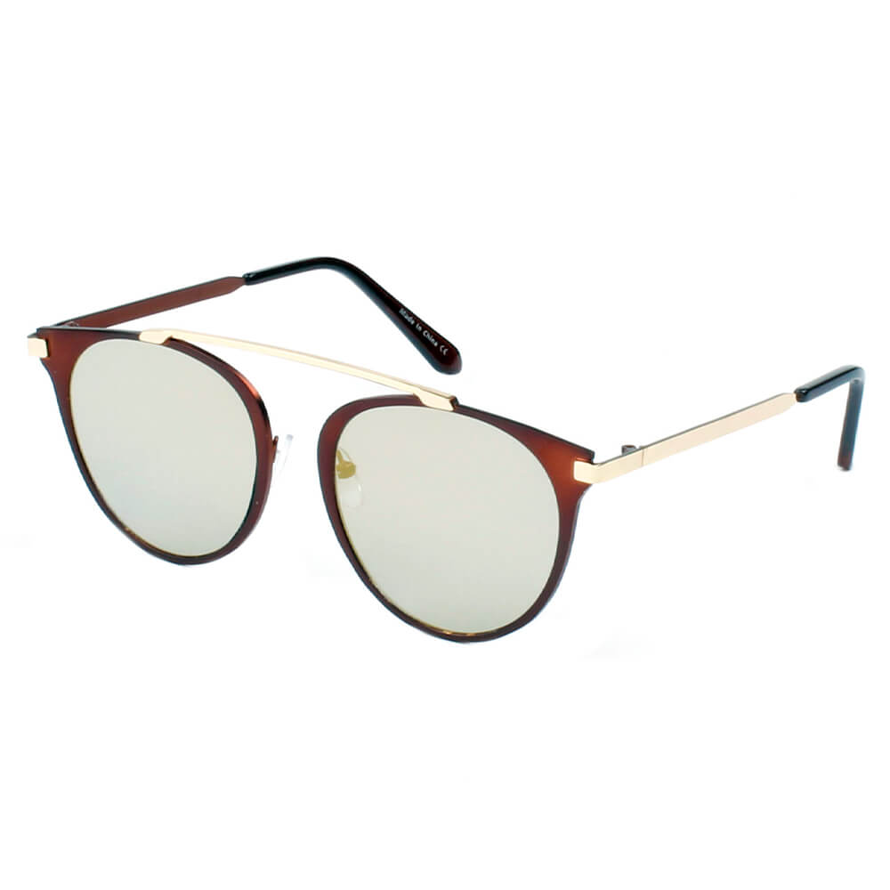 FRISCO | Modern Horn Rimmed Metal Frame Round Sunglasses by Cramilo Eyewear