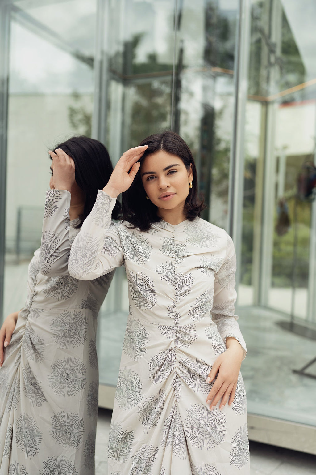 YULIA SHIRRED DRESS IN PAISLEY PRINT by profile-nyc