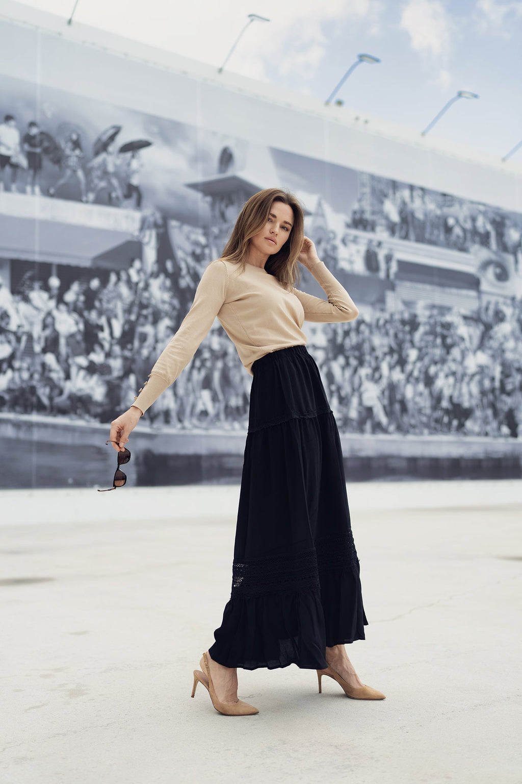 EYELET SKIRT IN WHITE by profile-nyc
