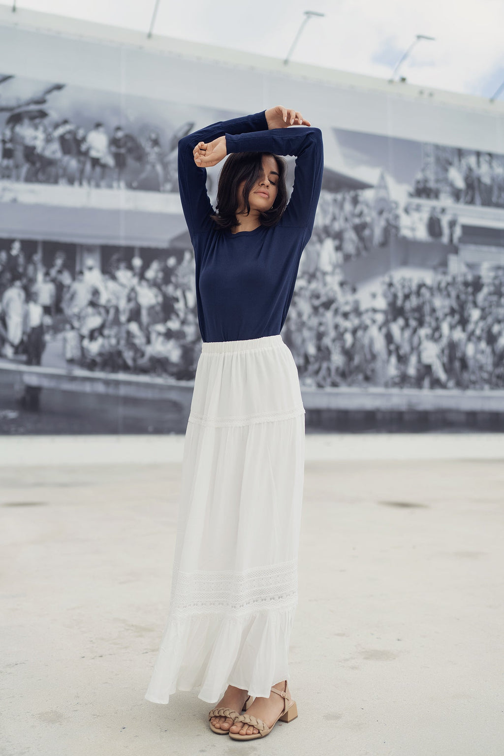 EYELET SKIRT IN WHITE by profile-nyc