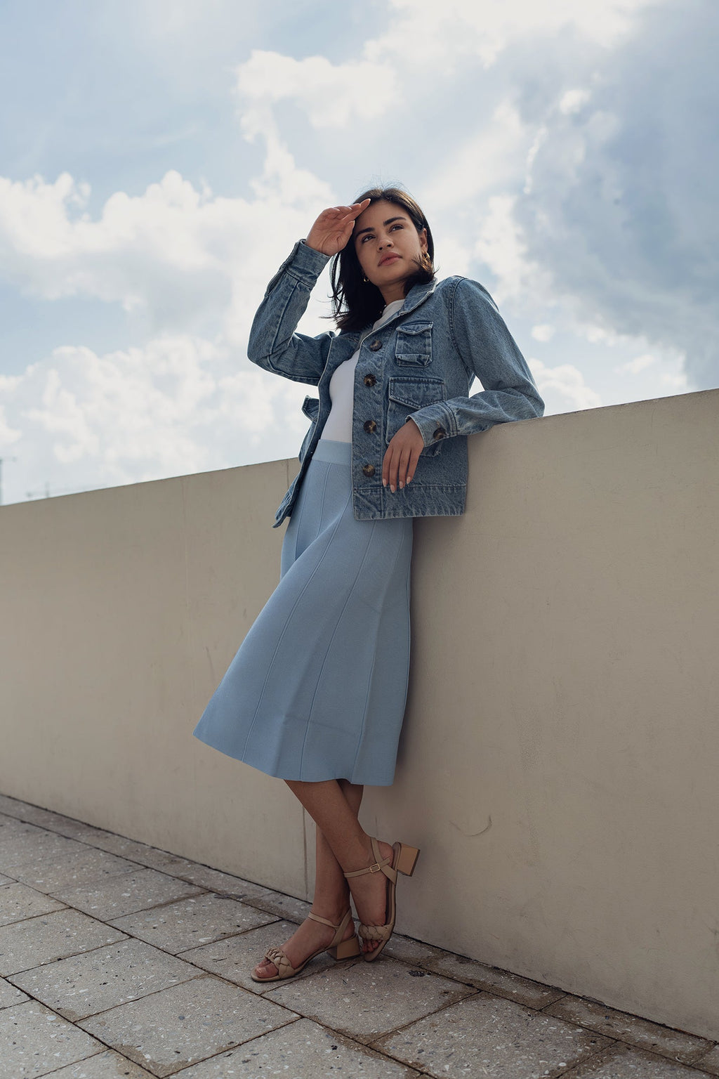 SUMMER SEAM SKIRT IN SKY BLUE by profile-nyc
