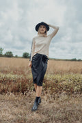 STRAIGHT LEATHER SKIRT WITH BUCKLE by profile-nyc