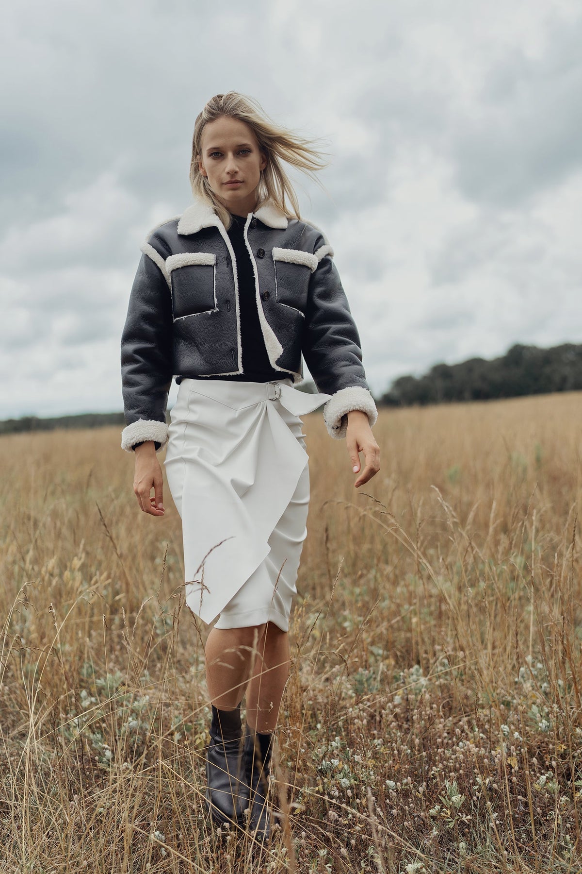 STRAIGHT LEATHER SKIRT WITH BUCKLE by profile-nyc