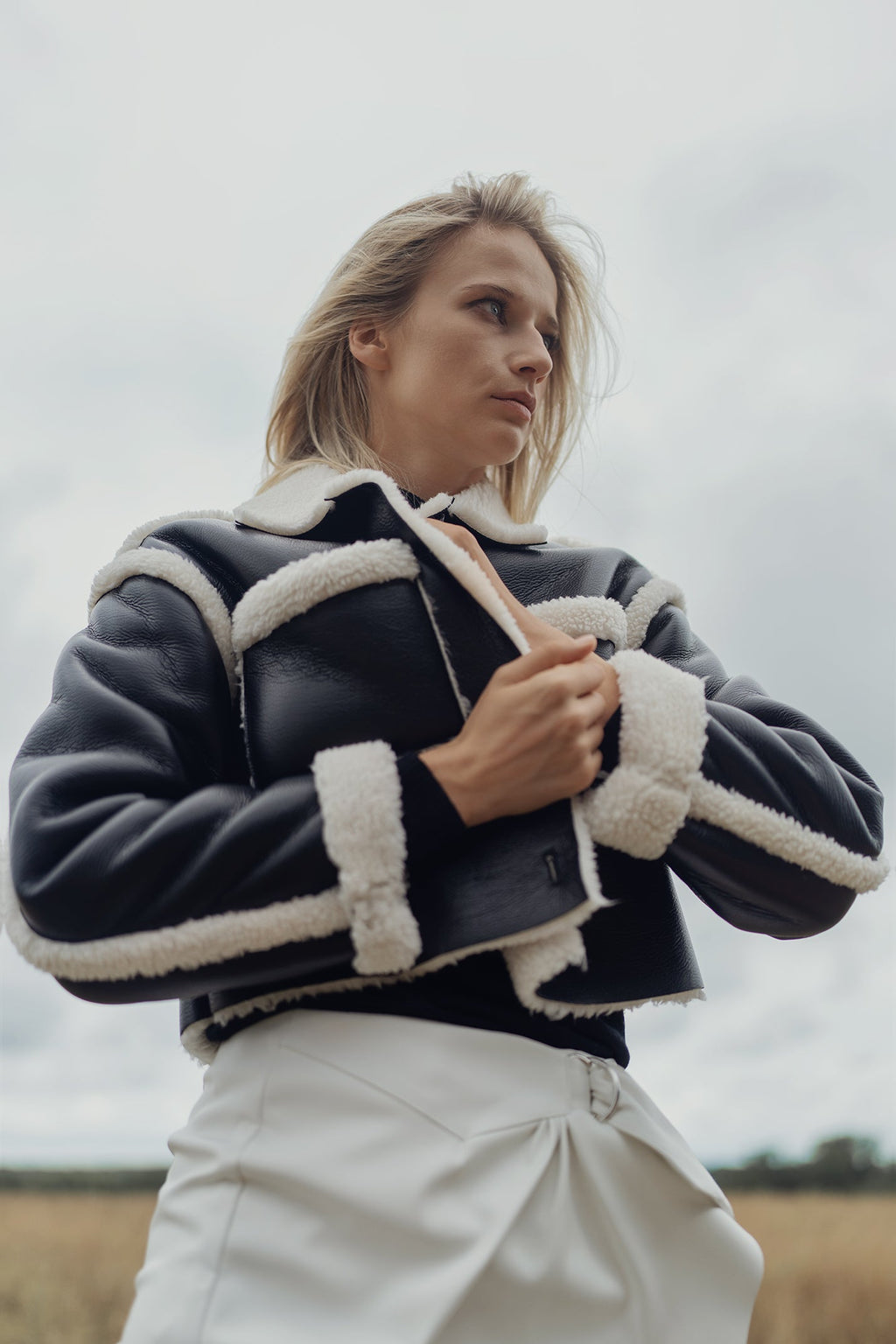 LEATHER SHERPA JACKET by profile-nyc