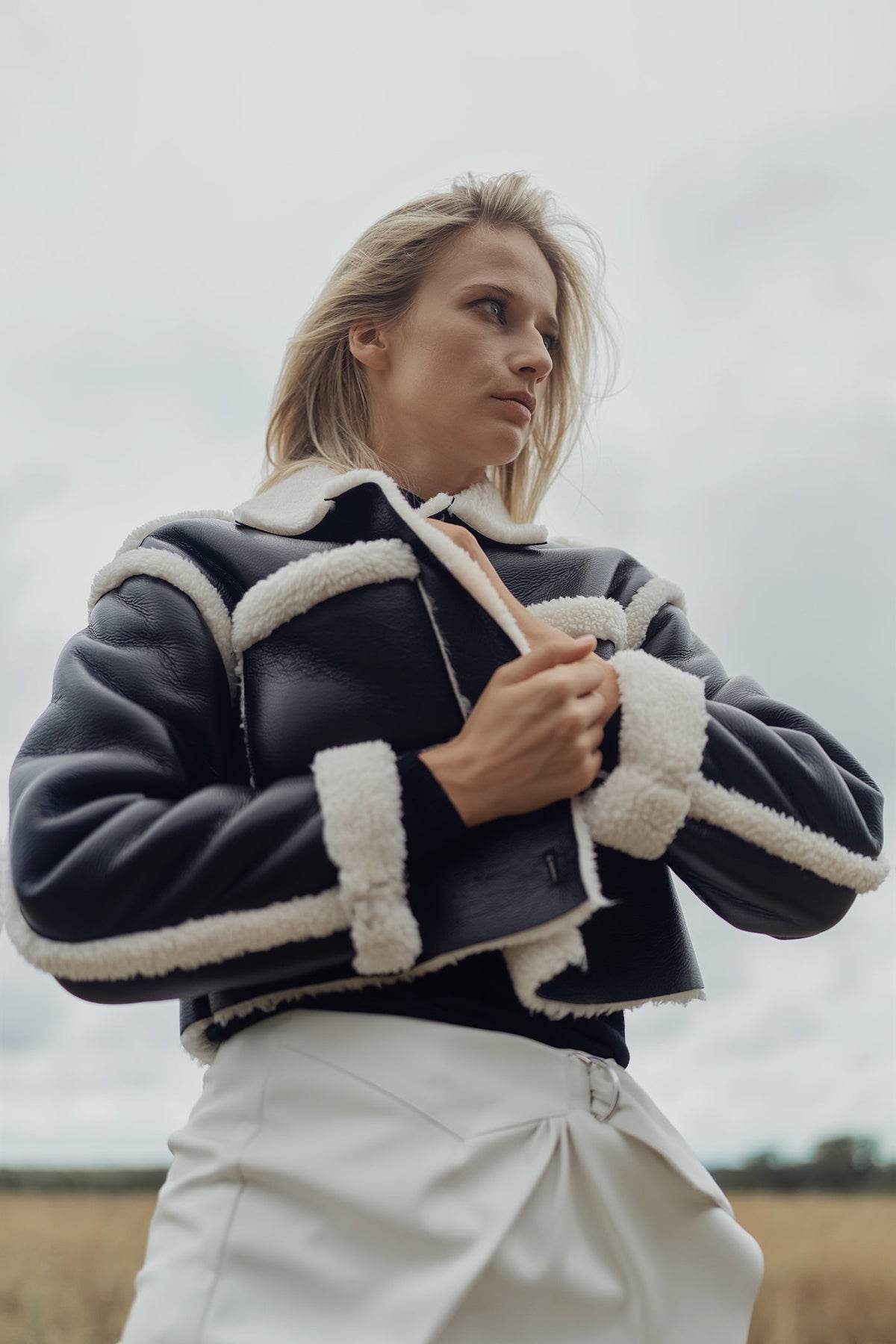 LEATHER SHERPA JACKET by profile-nyc