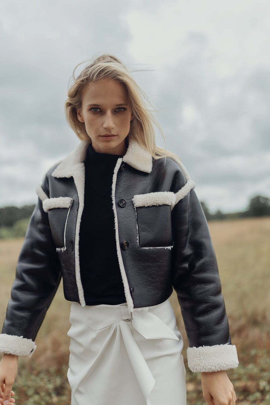 LEATHER SHERPA JACKET by profile-nyc