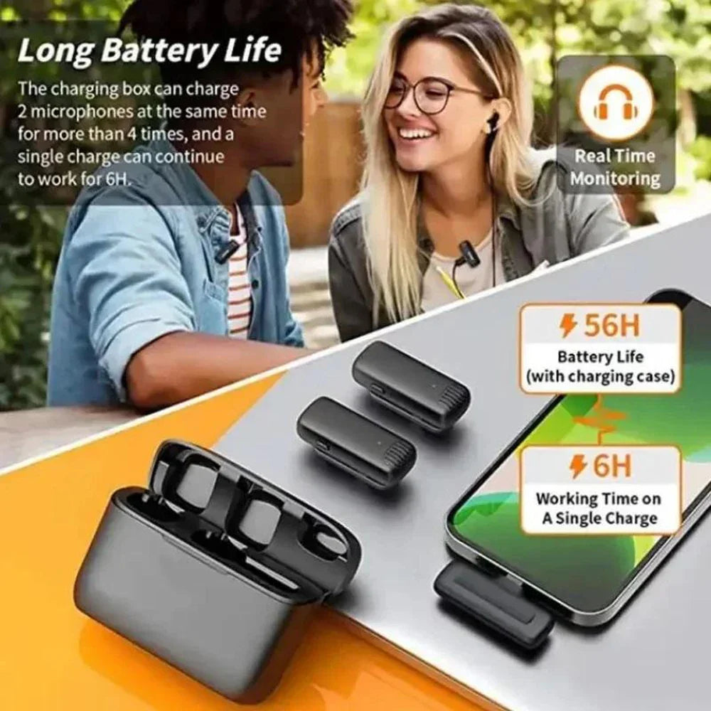 Wireless Lavalier Microphone Mini Clip On Mic With Charging Case Compatible With iPhone Android Live Streaming Video Recording Vlog by FLIPSTYLEZLLC