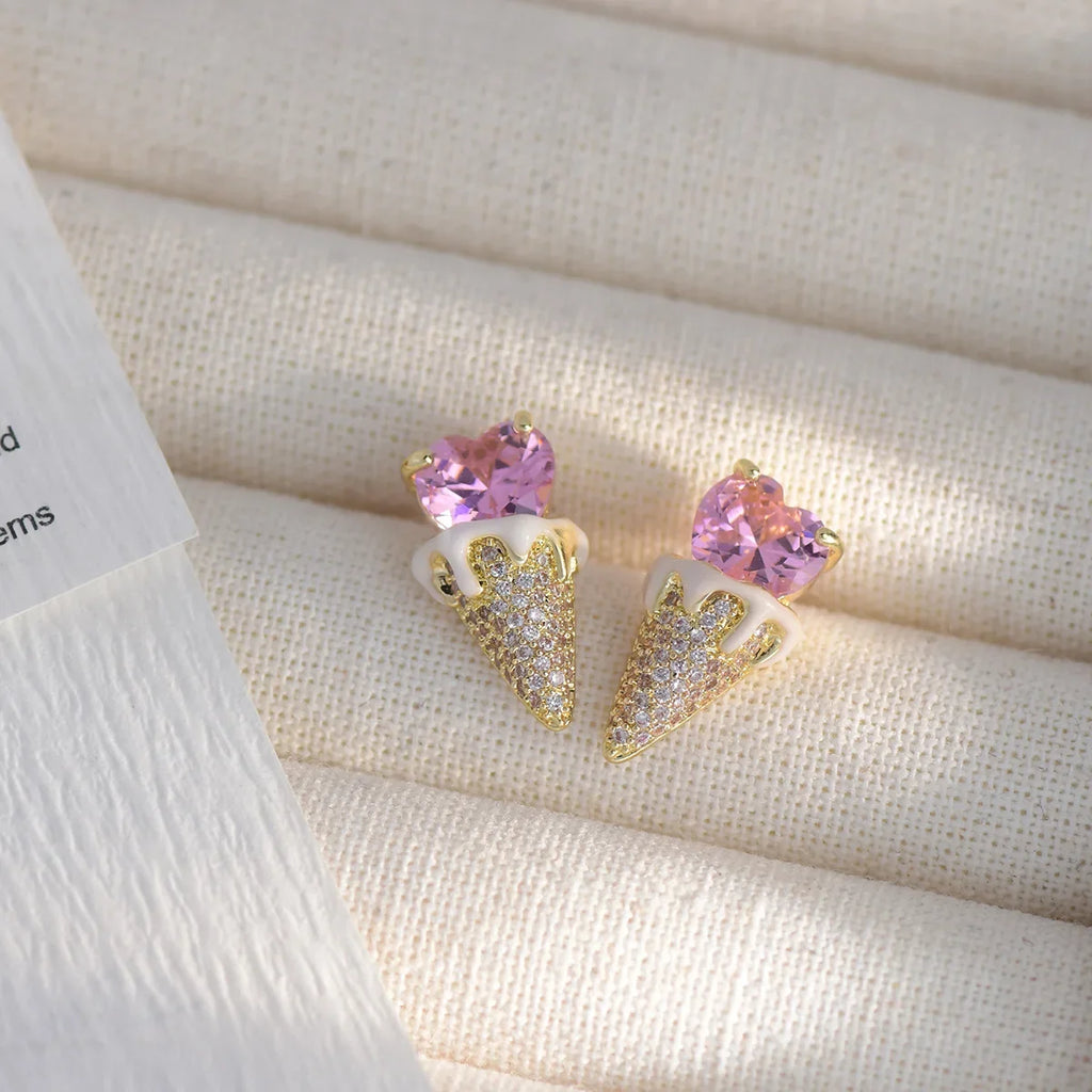 Pink Heart Ice Cream Earrings by Kore Kawaii