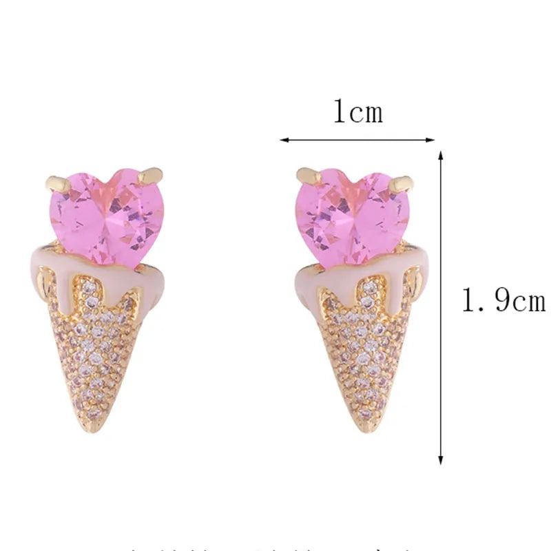 Pink Heart Ice Cream Earrings by Kore Kawaii