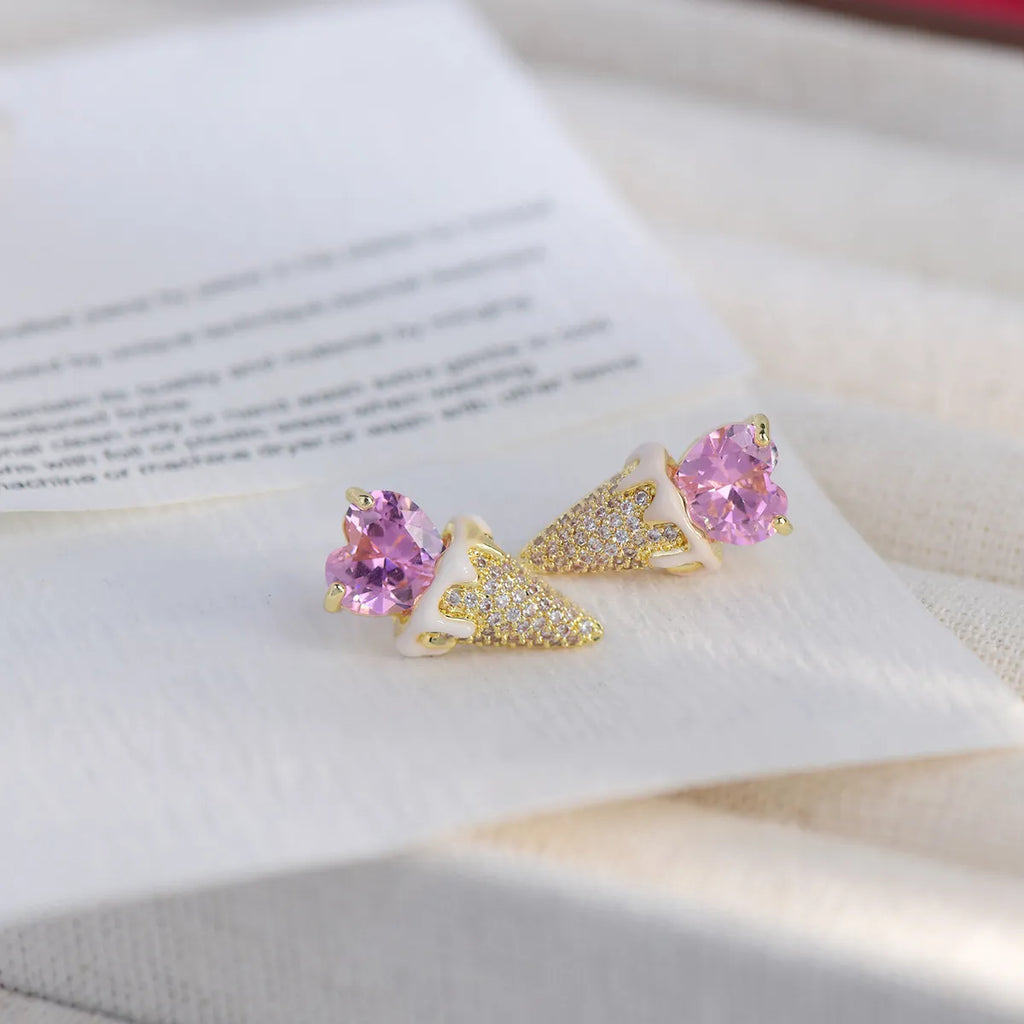 Pink Heart Ice Cream Earrings by Kore Kawaii
