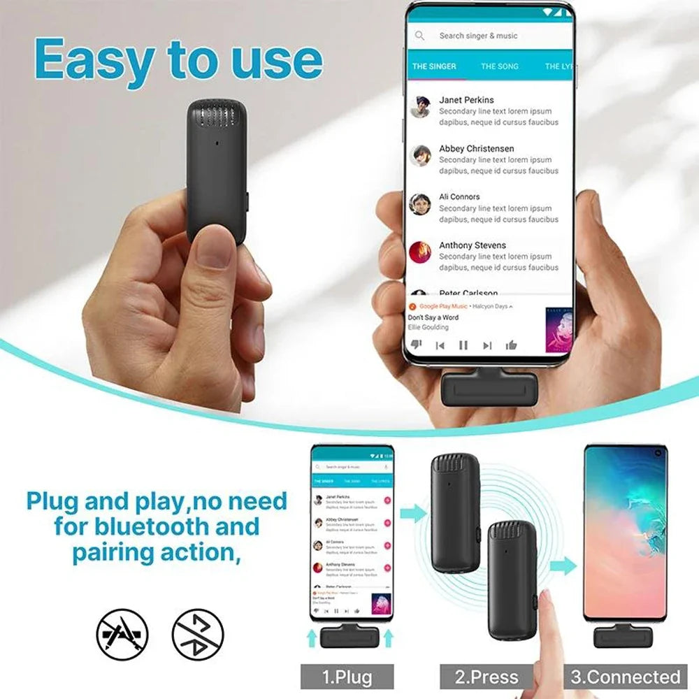 Wireless Lavalier Microphone Mini Clip On Mic With Charging Case Compatible With iPhone Android Live Streaming Video Recording Vlog by FLIPSTYLEZLLC