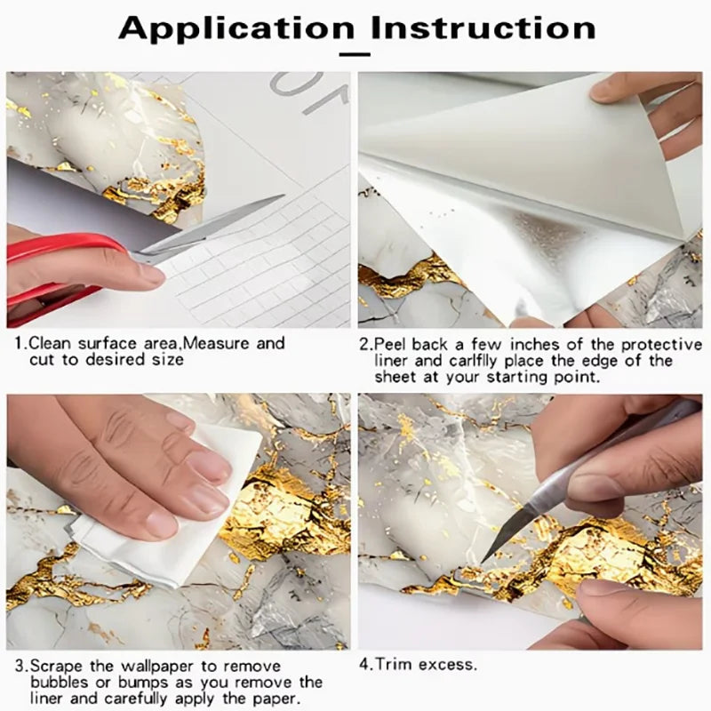 Waterproof High‑Temp Resistant Golden Marble Wall Sticker Self‑Adhesive Anti‑Oil Anti‑Scratch Easy Install Kitchen Backsplash by FLIPSTYLEZLLC