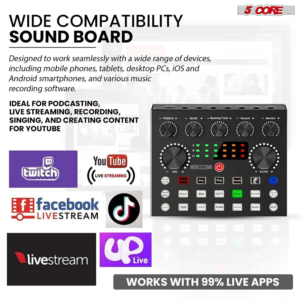 5 Core Recording Microphone Podcast Bundle Professional Condenser Cardioid Mic Kit w Boom Arm RM 8 BG by FLIPSTYLEZLLC