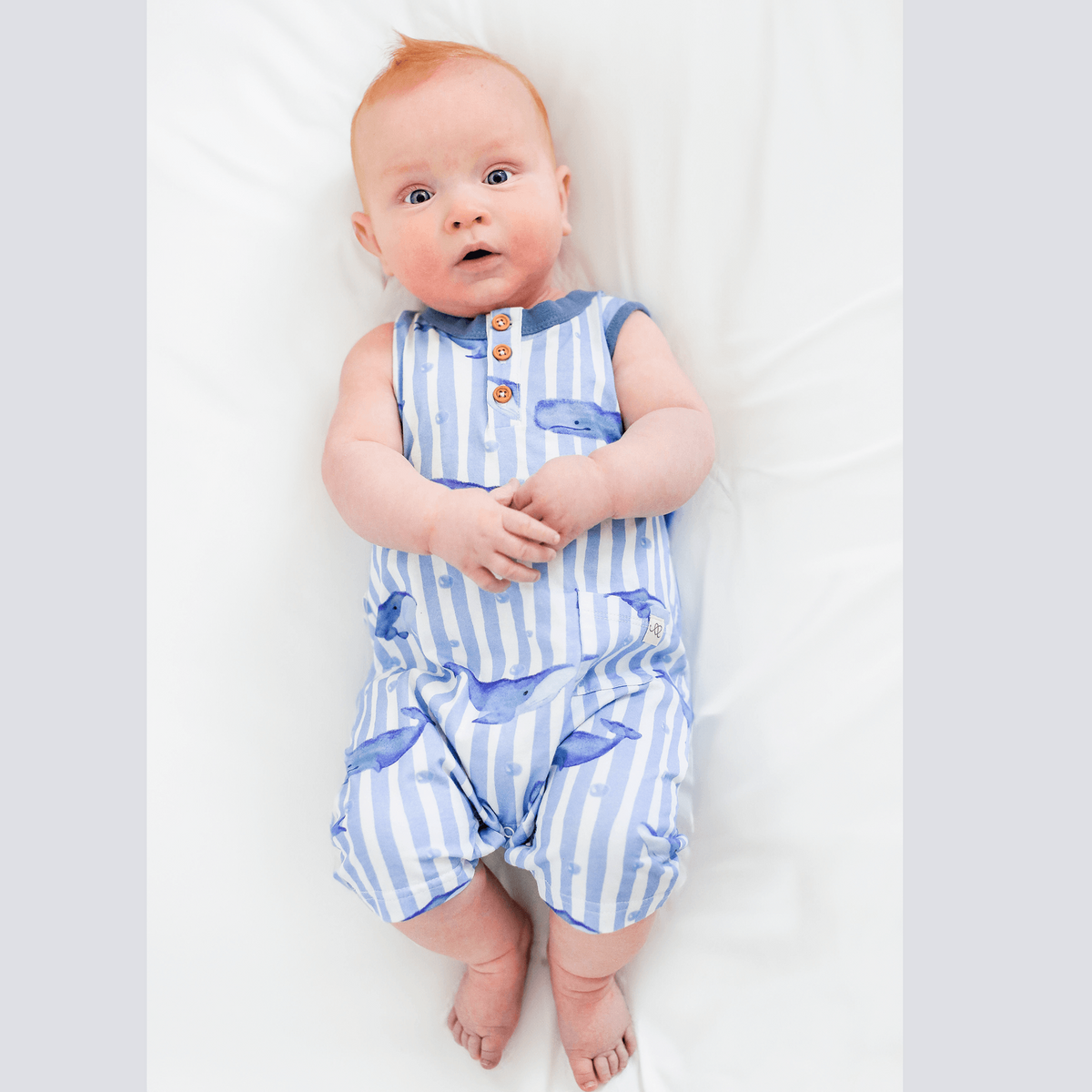 Cleo baby romper shorts | Whales by anise & ava