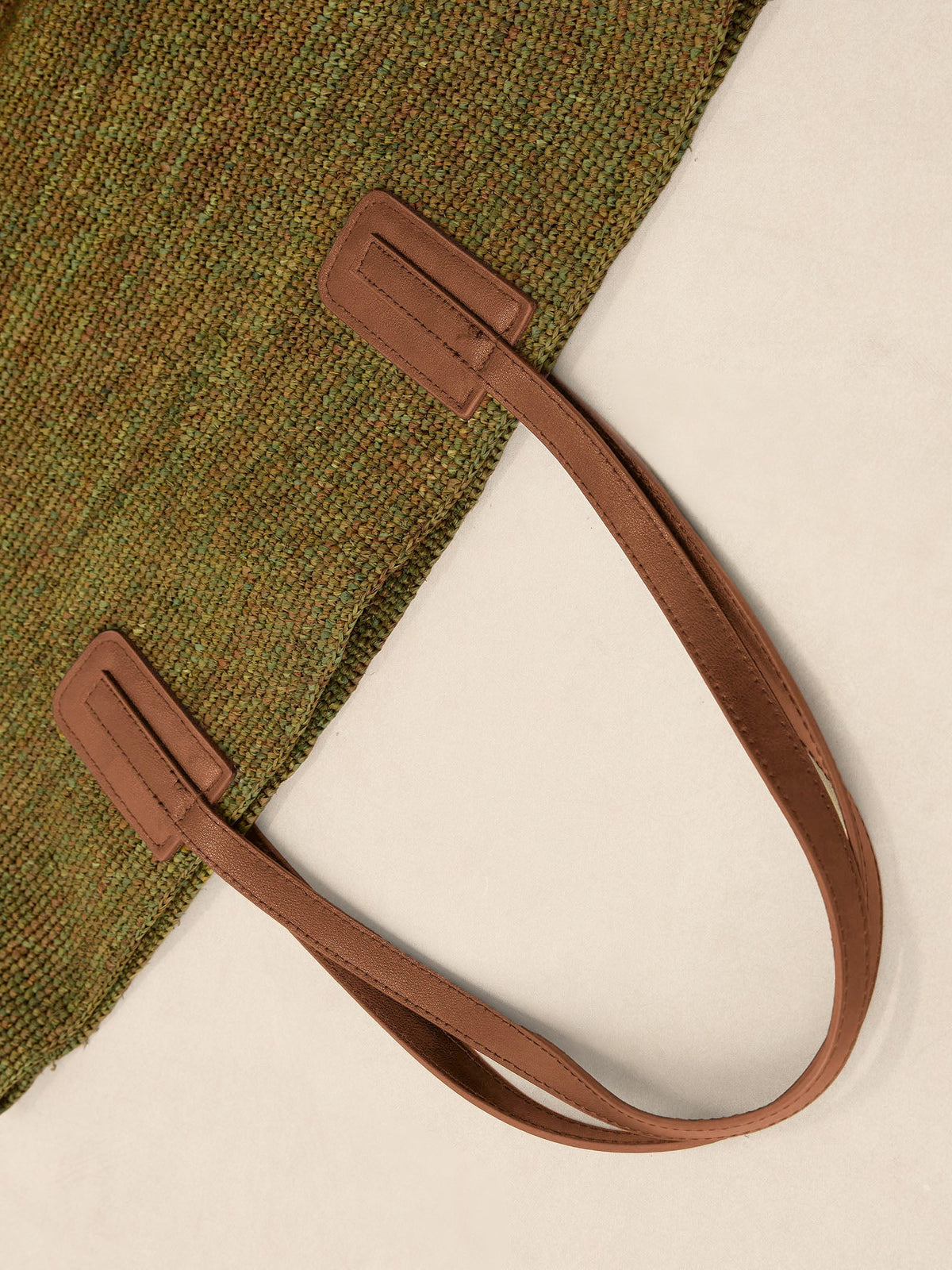 Handwoven Raffia Tote Bag With Leather Handles by LINTICO