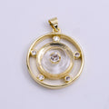 14K Gold Filled 30mm Clear Quartz, Rose Quartz, Amethyst CZ Open Round Pendant | AH055 - AH057 by DLUXCA