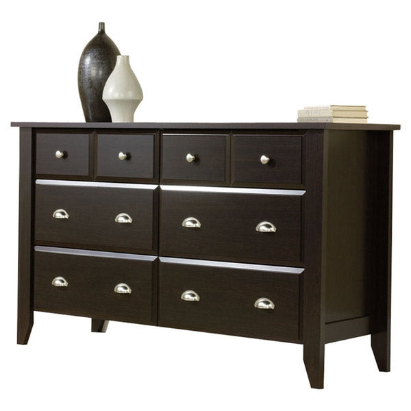 Dark Brown Wood 6-Drawer Wardrobe Dresser by HomePacific