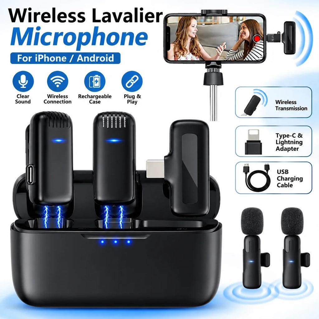 Wireless Lavalier Microphone Mini Clip On Mic With Charging Case Compatible With iPhone Android Live Streaming Video Recording Vlog by FLIPSTYLEZLLC