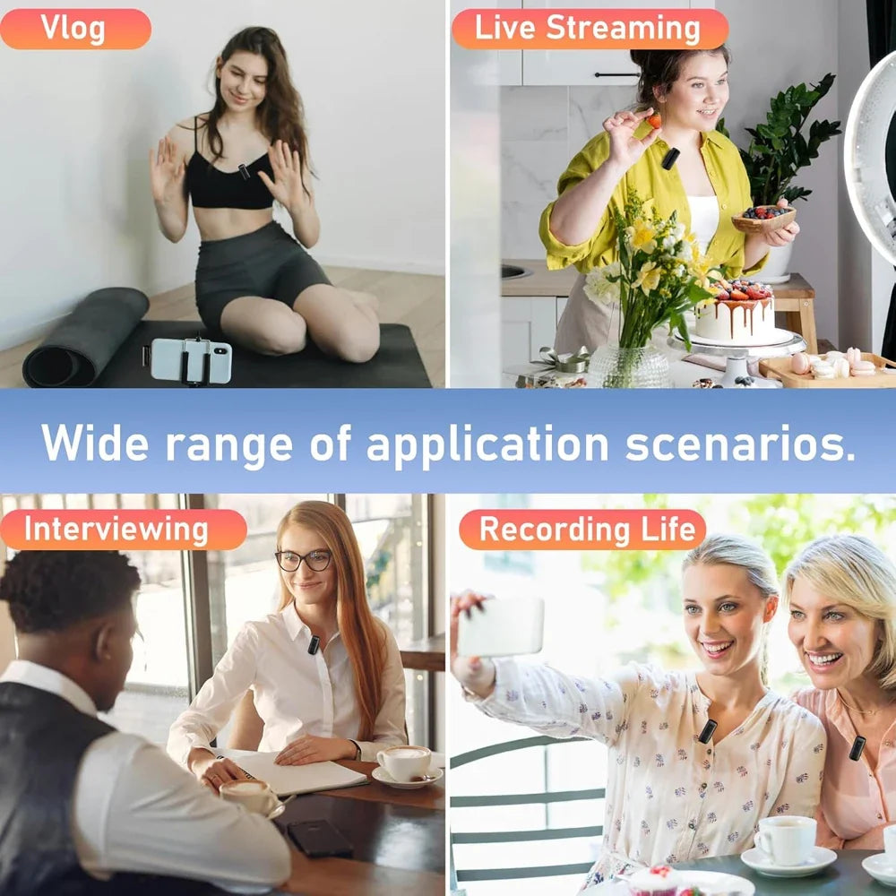 Wireless Lavalier Microphone Mini Clip On Mic With Charging Case Compatible With iPhone Android Live Streaming Video Recording Vlog by FLIPSTYLEZLLC