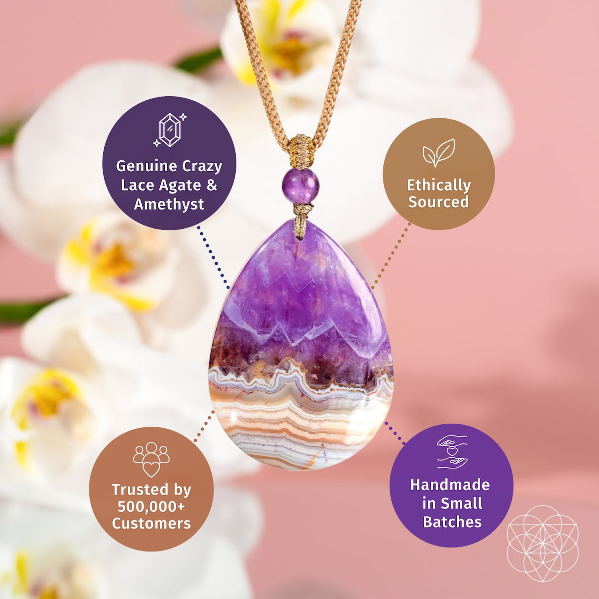 Bring My Spark Back – The Amethyst Crazy Lace Agate Pendant by Conscious Items