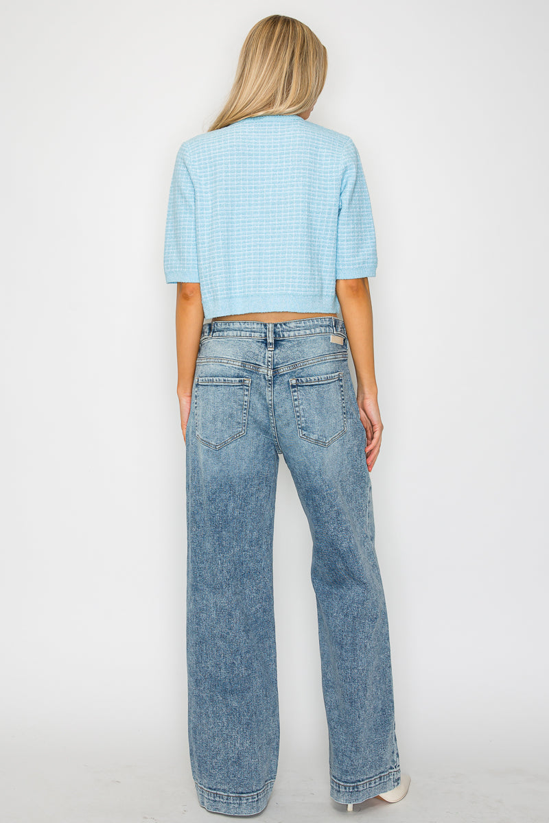 Adjustable Waistband High Rise Baggy Wide Jeans by Artemis Vintage