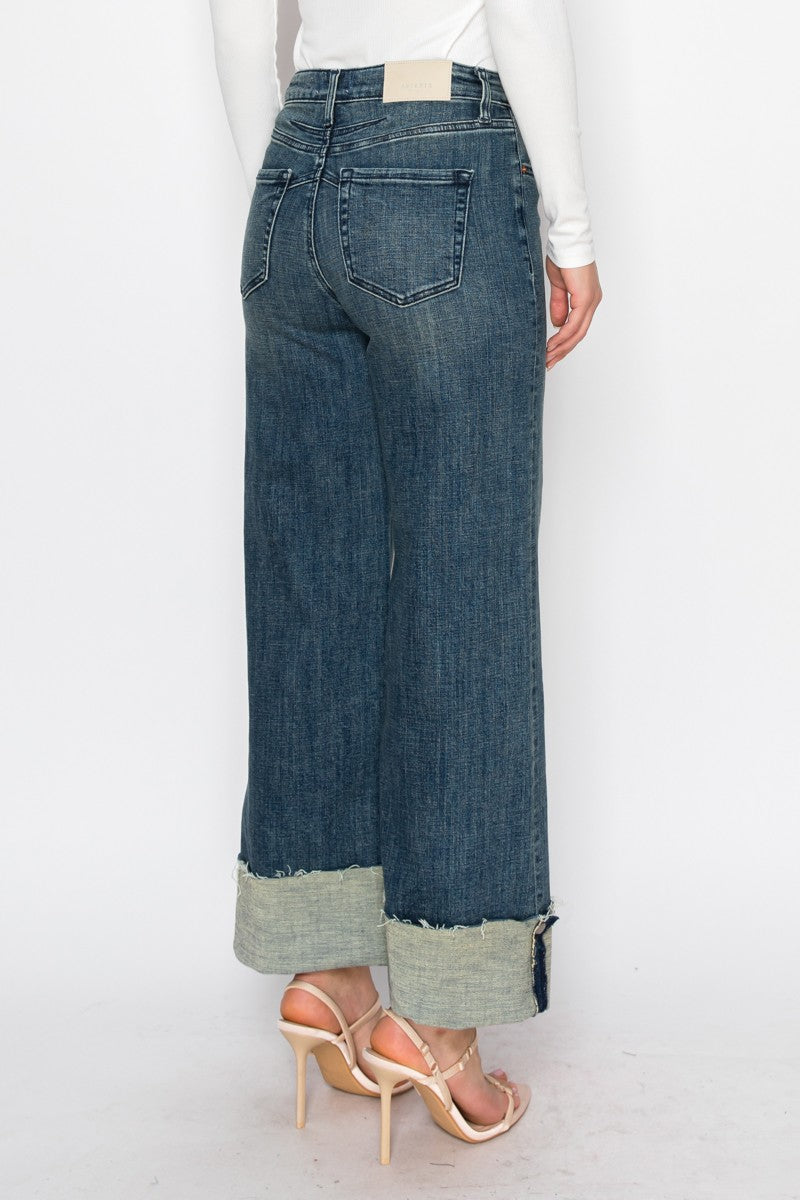 Elise TUMMY CONTROL HIGH RISE CUFFED A WIDE LEG JEANS by Artemis Vintage