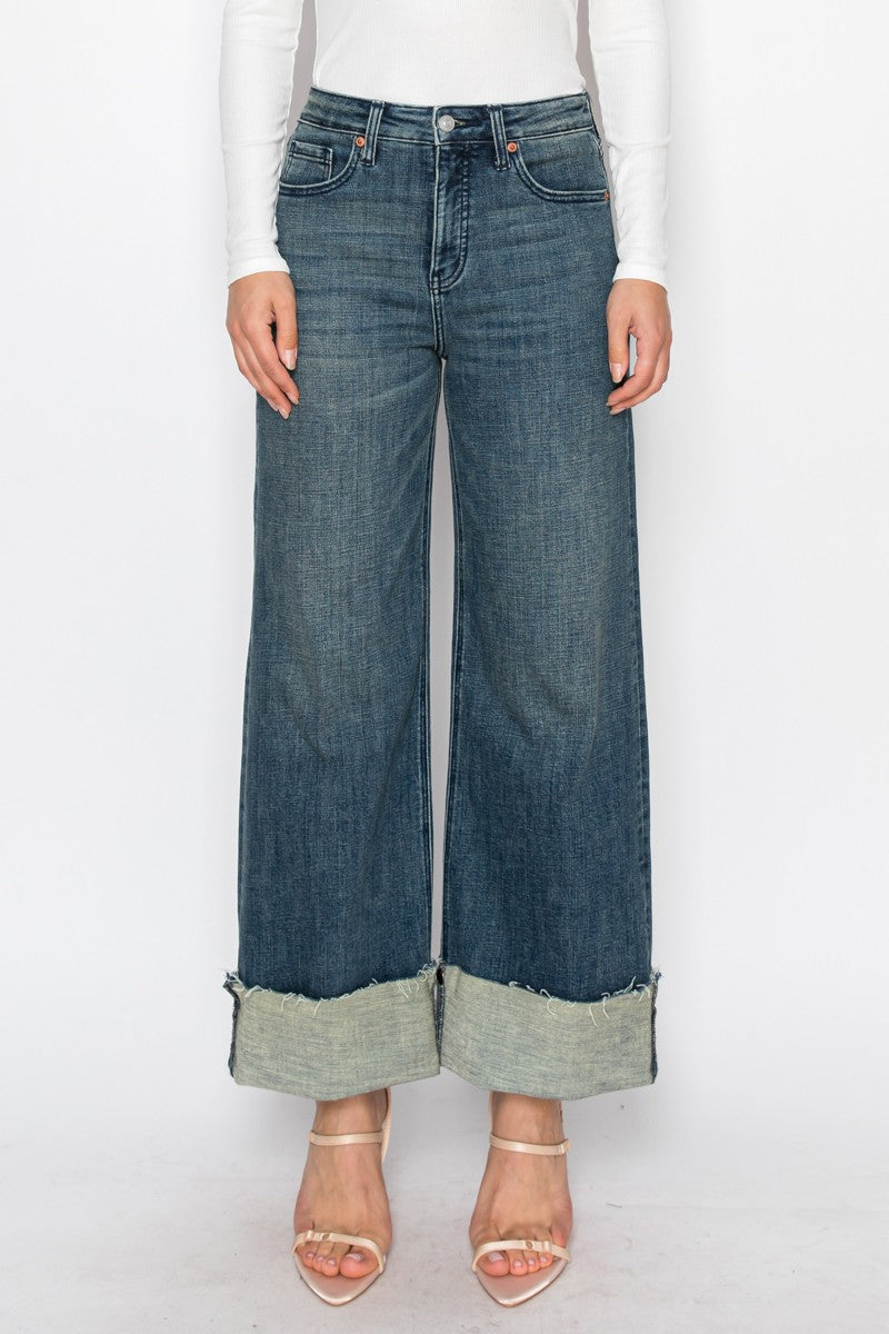 Elise TUMMY CONTROL HIGH RISE CUFFED A WIDE LEG JEANS by Artemis Vintage