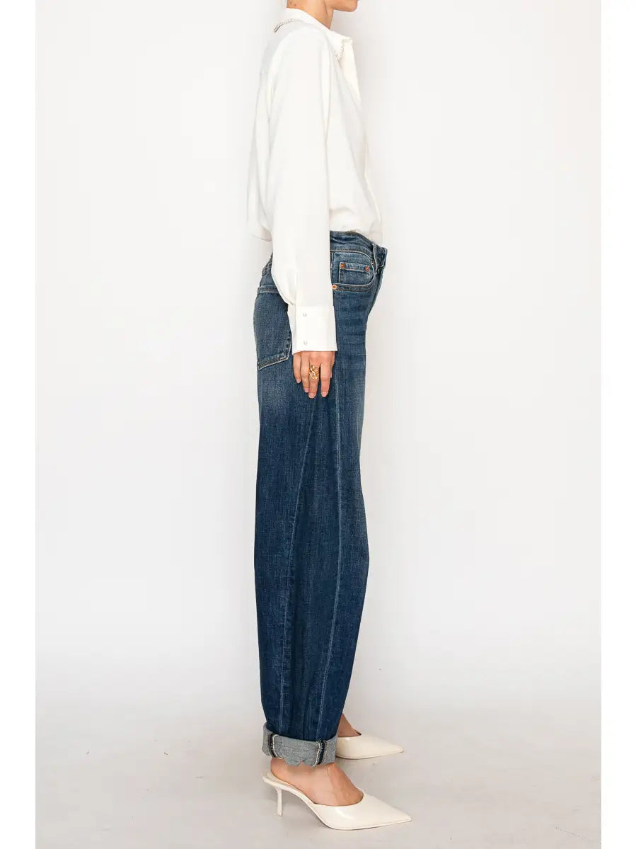 Relaxed Tapered Dark Wash Barrel Jeans by Artemis Vintage