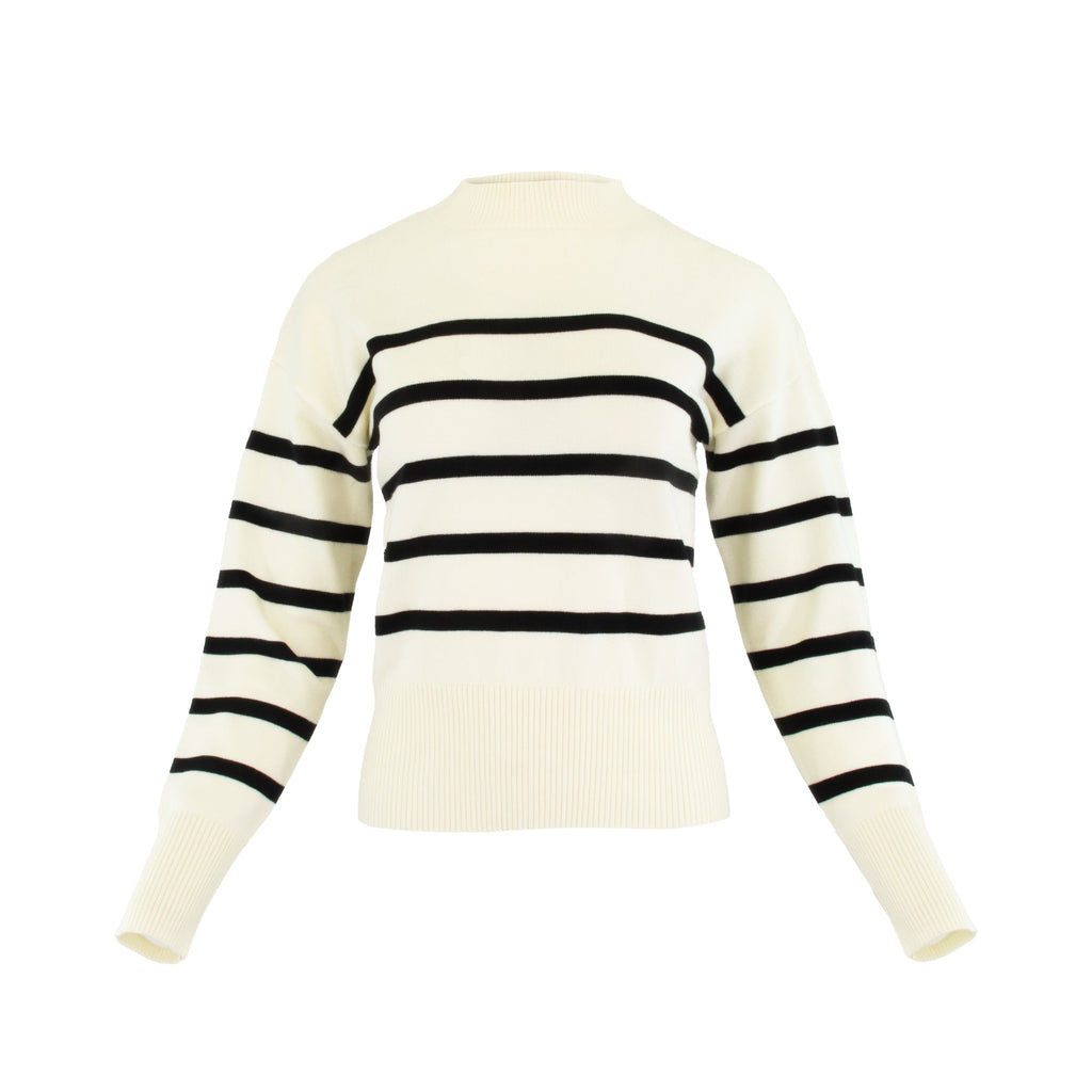 STRIPED SWEATER BLACK /IVORY by profile-nyc