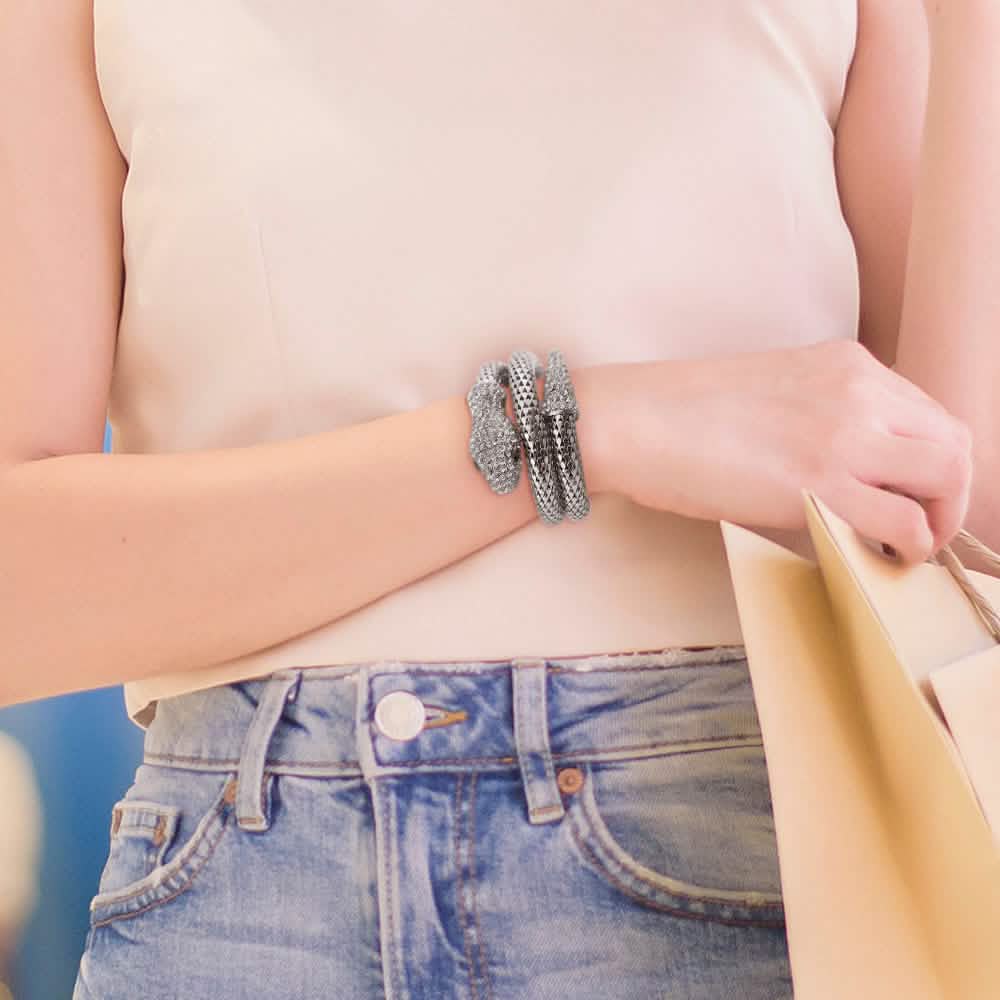 Exotic Designer Sultry Crystal Snake Bracelet by DailySale