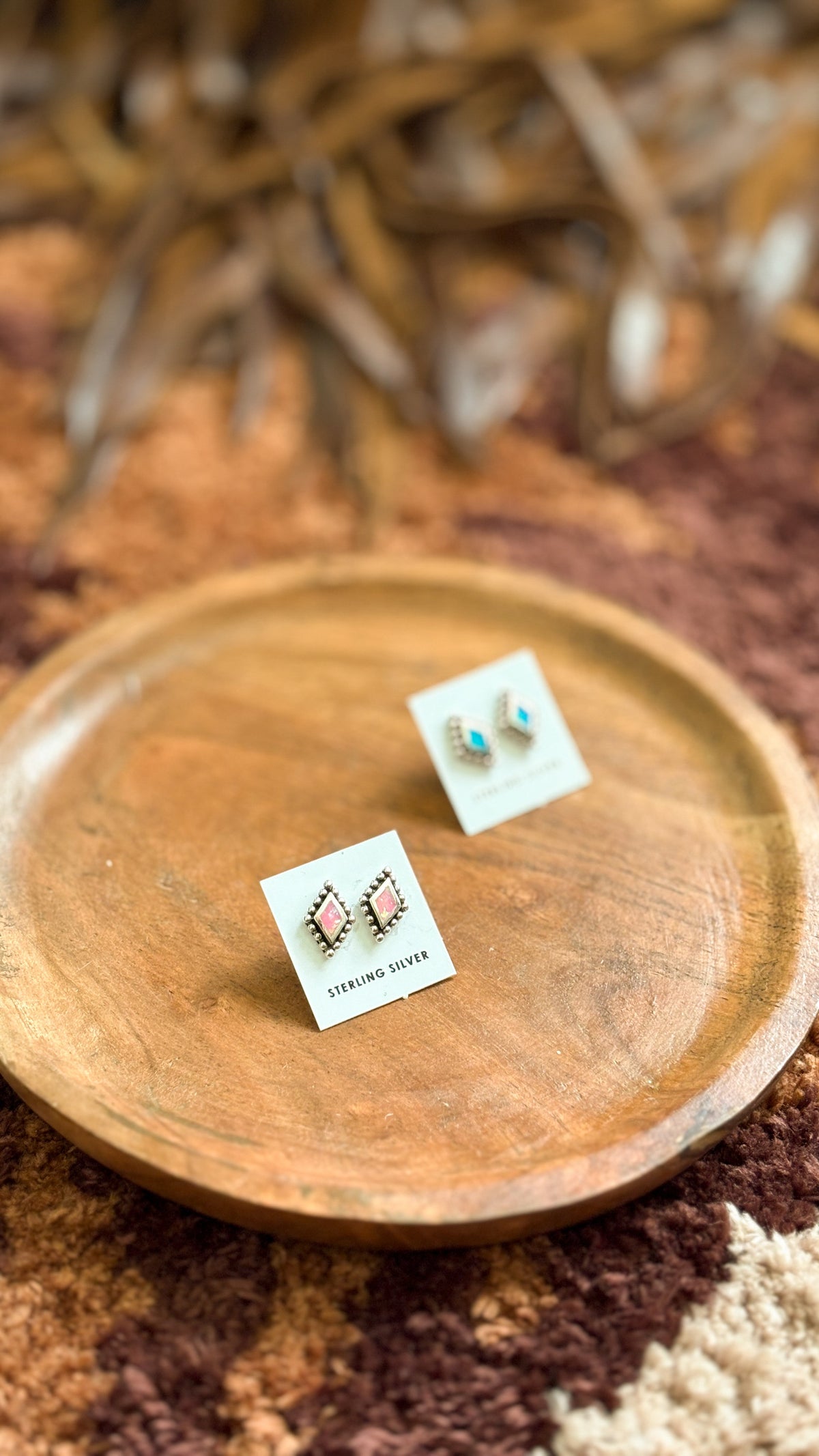 DIAMOND OPAL STUDS - BALL DETAIL by The Sterling Spur