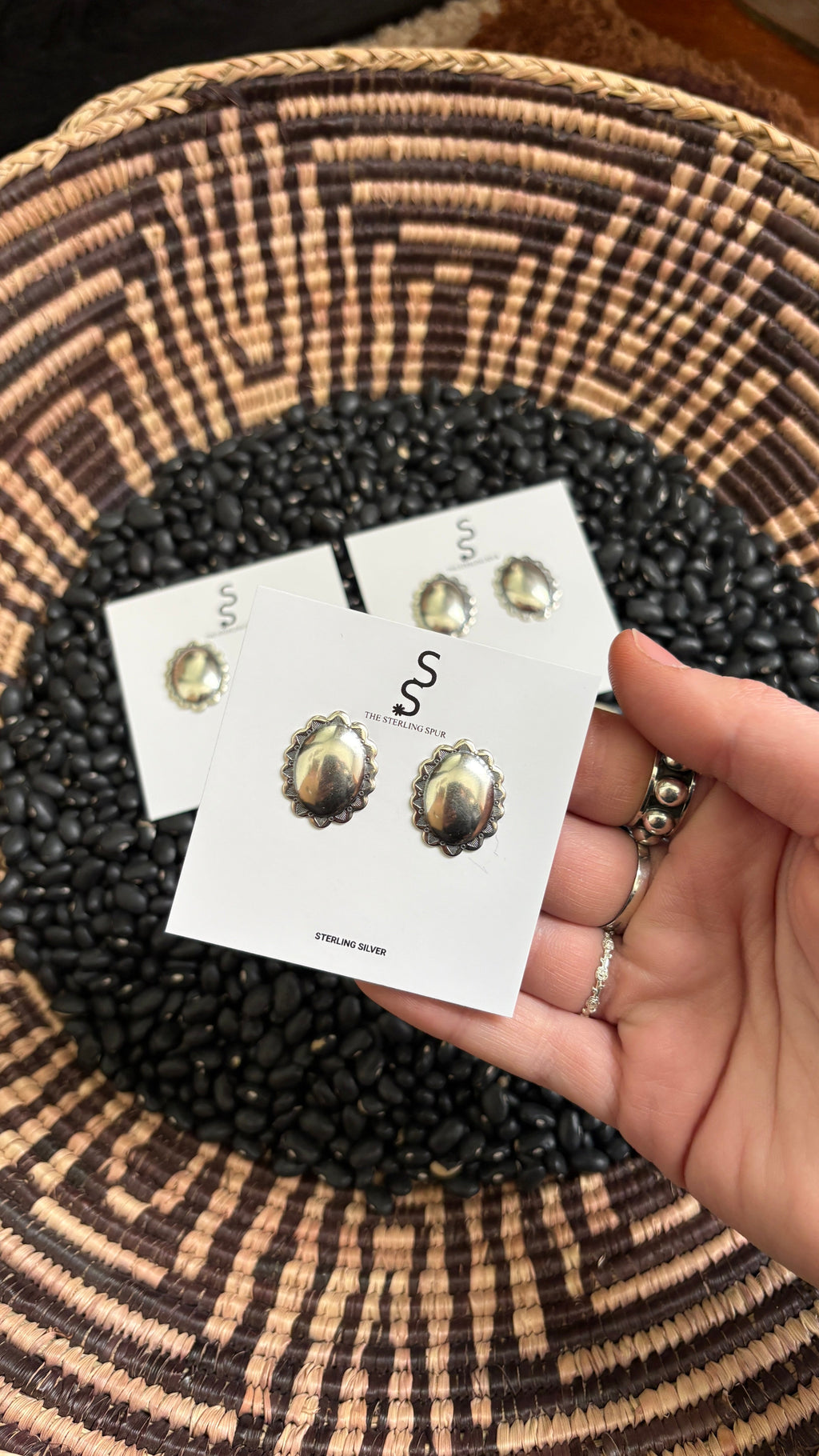STERLING SILVER LARGE PLAIN OVAL CONCHO EARRINGS by The Sterling Spur