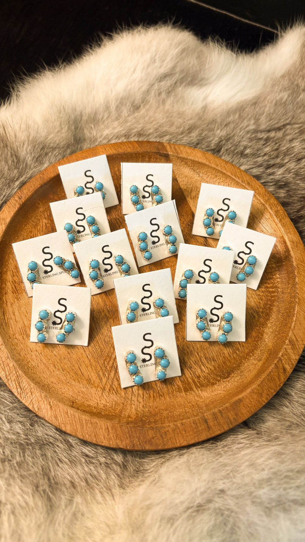 KINGMAN TURQUOISE EAR CRAWLER STUD EARRINGS BY JANICE SPENCER by The Sterling Spur