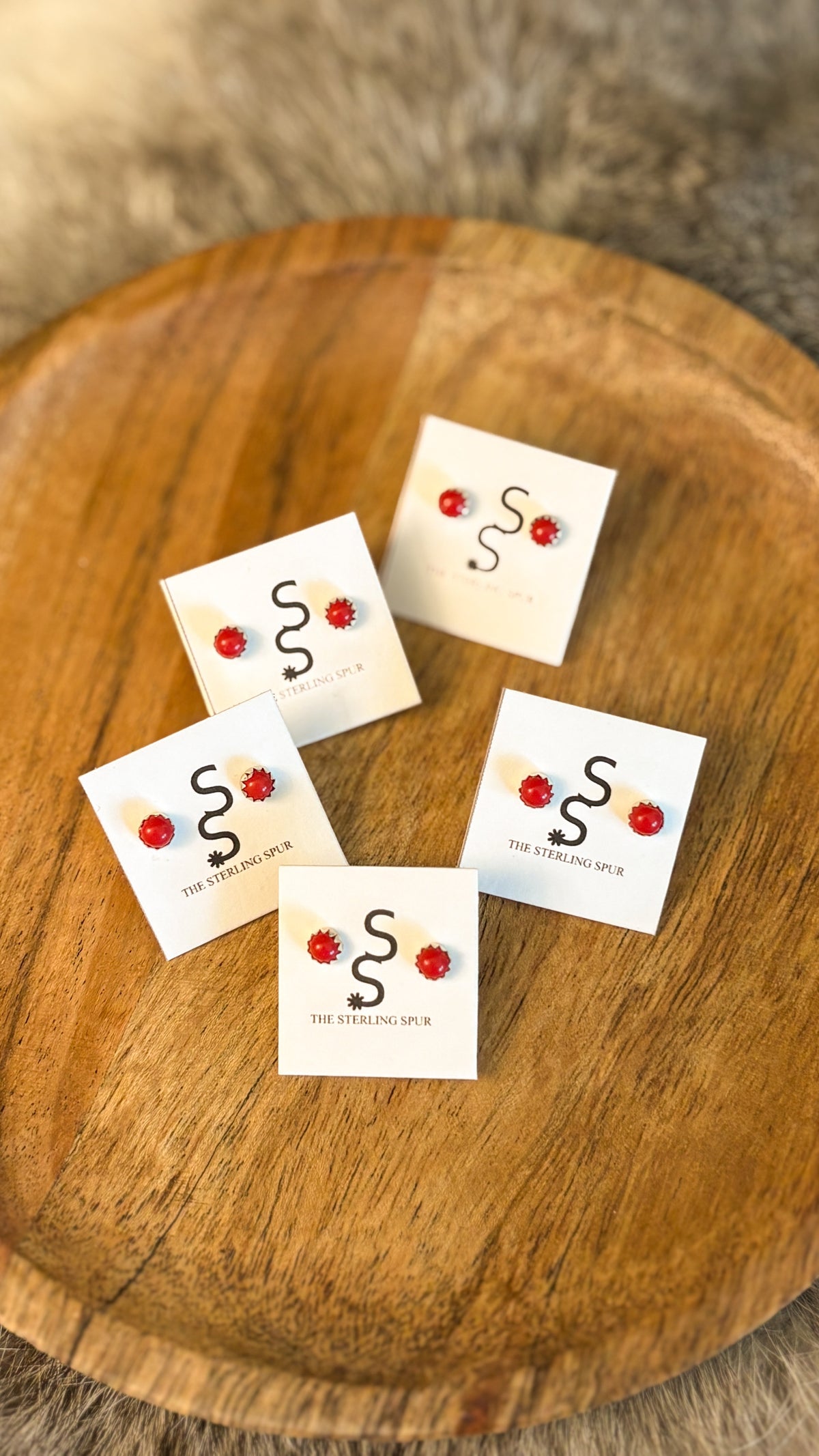 4MM CORAL STUDS BY LINDA YAZZIE by The Sterling Spur