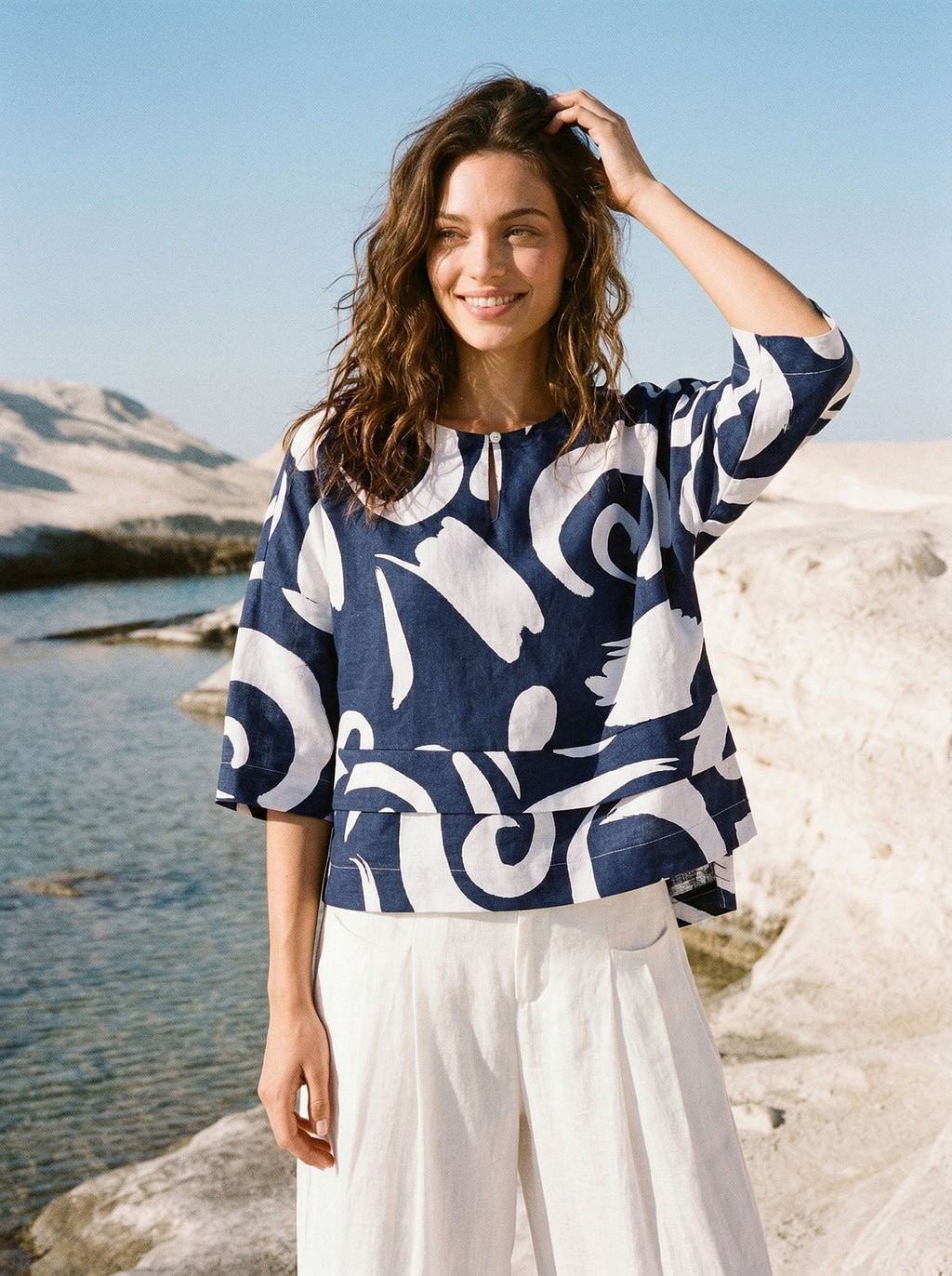 Linen Layered Asymmetric Top NOREEN by LINTICO