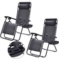 Set of 2 Black Folding Outdoor Zero Gravity Lounge Chair Recliner by HomePacific