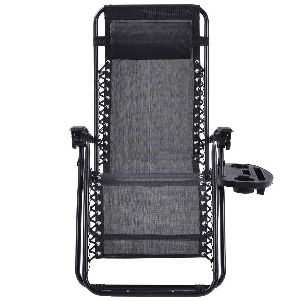 Set of 2 Black Folding Outdoor Zero Gravity Lounge Chair Recliner by HomePacific