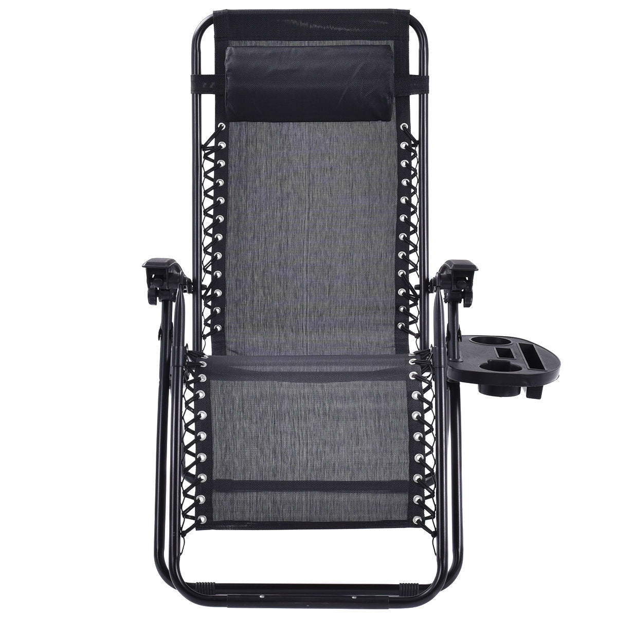 Set of 2 Black Folding Outdoor Zero Gravity Lounge Chair Recliner by HomePacific